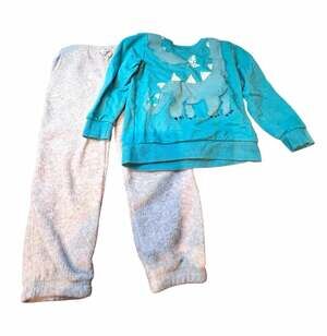 Carter's 3T 2pc Fleece Sweatshirt & Pants Set Blue/Gray Bear Graphic Print